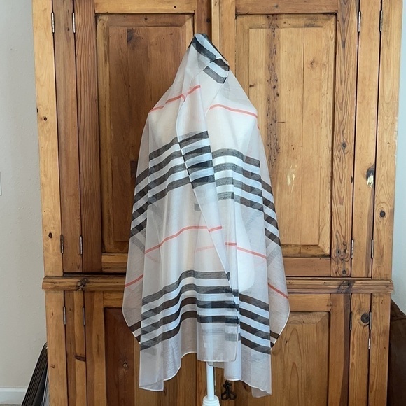 Fashion Scarves Beige Striped 💯 Viscose - Picture 10 of 14